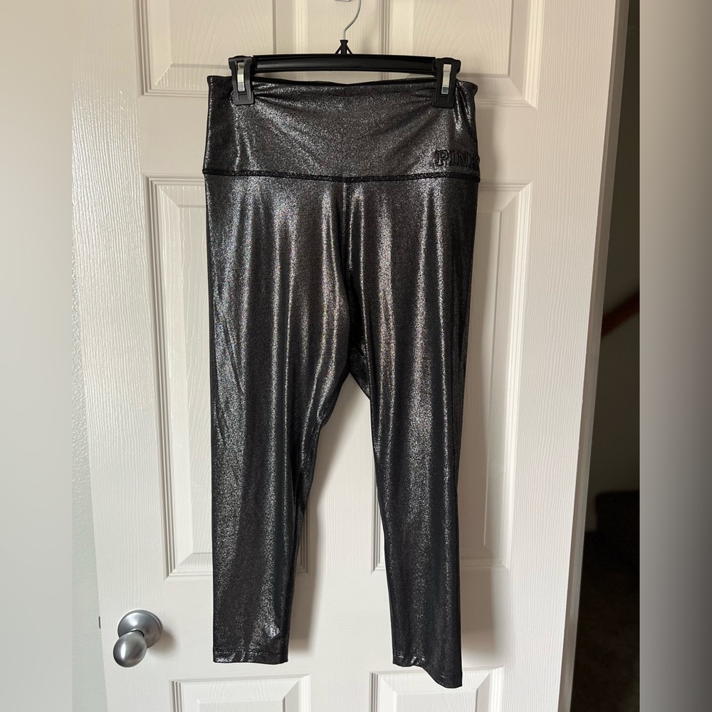 VS Pink Leggings. Size large. Worn once. Fun shimmer to them. Great workout gear